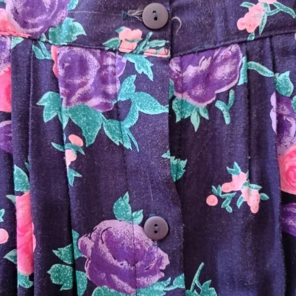 Jean Works Women's Long Summer Skirt Floral Design Size S/P Light Weight Blue - Picture 3 of 8